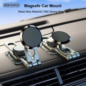 Beikaman Magnetic Smart Screen Bracket: Telescopic Alloy Dashboard Folding Rotating Car Mobile Phone Bracket