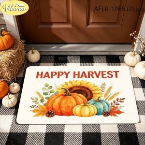 VIKAMA Home Sweet Home Fall Doormat Gnome Pumpkin Cart Maple Leaves Autumn Welcome Mat Entryway Rug Front Porch Decor
