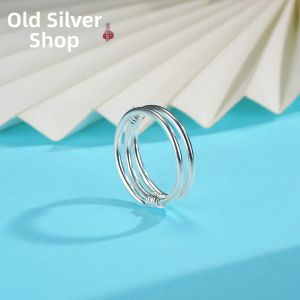WU YUE JEWELRY | Smooth Double Entwined Ring Sterling Silver 9999