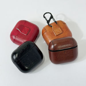 Luxury Classic Leather Earphone Protective Case for AirPods 4 Generation Earbuds Cover with Buckle