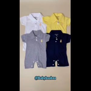 Romper Bayi Kerah Bordir Bear / Baju Bayi Romper Kerah Bordir SNI 100% Cotton