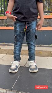 Celana Jeans Anak Cargo Panjang Snow Wash 1-12 Tahun POLHODENIM