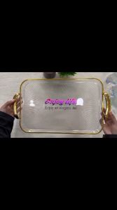 Nampan Gold dengan Handle: Tray Pegangan Tahan Lama & Nampan Kotak Multifungsi