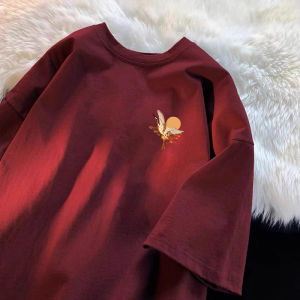 Áo Thun Tay Ngắn in Hình Hạc Trung Quốc Phong Cách Mới Cho Nam Mùa Hè Rộng Rãi Thoải Mái Đa Năng Cho Cặp Đôi