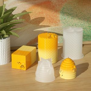 DIY Beehive ซิลิโคนเทียนแม่พิมพ์ 3D Honeycomb AROMA พลาสเตอร์สบู่เค้กเบเกอรี่แม่พิมพ์ปูนปลาสเตอร์เรซิ่นเบเกอรี่แม่พิมพ์ Home Art Decor