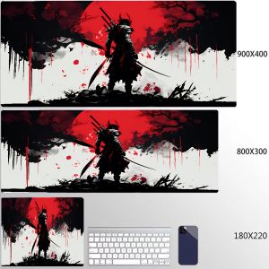 Bandai | Tấm Lót Bàn Làm Việc Samurai Nhật Bản Đen Trắng XXL Tấm Lót Chuột Chơi Game Cỡ Lớn Oni Ghost Of Tsushima