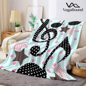 Music Star Flannel Blanket Warm Soft Halloween Christmas Decorative Couch Warm Cozy All-Season Gift
