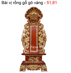 Bài vị gỗ gõ rát vàng long vị thờ gia tiên linh vị thờ cỡ cao 6167cm