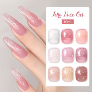 BORN PRETTY 10ml Translucent Jelly Nude Gel Nail Polish Glitter Semi Permanent Manicure Soak off UV LED Nails Gel Varnish