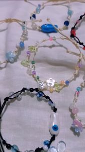 Vòng tay con cá mắt quỷ hạt gốm sứ dây rút cặp đôi bạn bè vòng dây sáp handmade chống nước Minehandmade