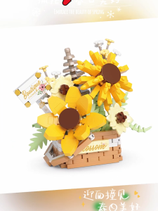 girls toys block toys for kids Childrens assembly toys sunflower bouquet roses toys girl gift