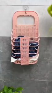 1 PC Foldable Laundry Basket Large Capacity Plastic Hanging Dirty Clothes Storage Basket Space Saving Bathroom Organizer With Handle