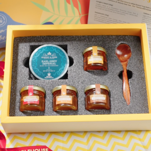 Honey Sunshine With Tea (4 X 30g Wooden Spoon & Tea) [Premium Honey Gift Set]