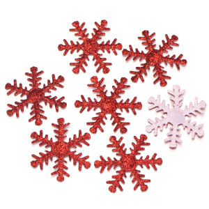 50pcs/lot 2.5cm Non-woven Glitter Snowflake Ornaments Christmas Scene Decor Patches for Gift Bow DIY Craft Xmas Decoration