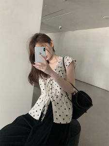 YUFUQING | French Polka Dot V Neck Sleeveless Shirt Womens Summer New Loose Personality Top Thin Gauze Edge Long Pants High Waist