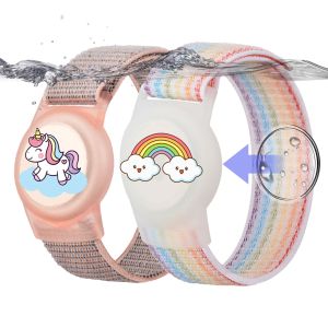 Nylon Waterproof AirTag Protective Cover Apple Locator Anti-Lost Device Bracelet Childrens Hand Ring Cartoon Design