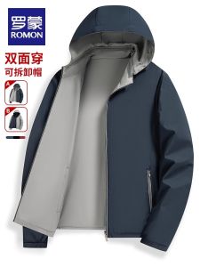 Double-Sided Wearable Removable Hat Romon Mens Casual Jacket 2025 Autumn New Versatile Workwear Outerwear Fashion Urban Style