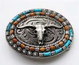 New Western Cowboy Smooth Buckle Personalized Creative Belt Buckle Head Relief Large Flower Bull Head Belt DIY Accessories