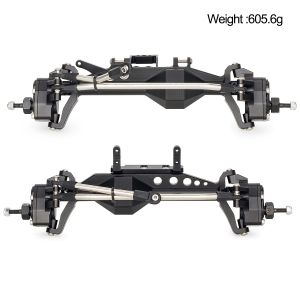 4WS Offset Portal Axle Set Aluminum Servo Mount for 1/10 4 Wheel Steering LCG Comp Rigs SCX10 III Capra