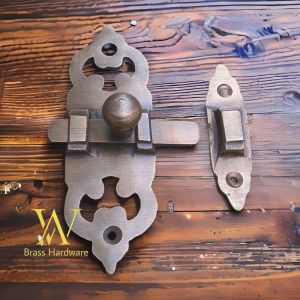 Grendel Pintu Rumah Slot Samping Kuningan Motif Antik 1 Pcs