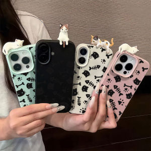FiSh Cute 3D Cat Lychee Pattern Case For iPhone 17 11 Pro Max 17 Air 12 13 14 15 16 Pro Max 16 15 14 Plus Soft Phone Funda Cover