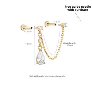 Forging Love | Cultivated Diamond 18K Gold Earrings Water Drop Flat Screw Design