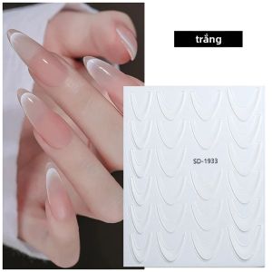 Bộ Dán Móng Tay Nghệ Thuật Pháp 3D Smiley Line Gradient Tự Dính Phát Sáng Hình Mặt Trăng Dùng Trang Trí Móng Tay
