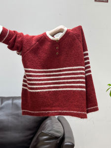 Ladies Thickened Oversized Striped Color Block Knitted Sweater Autumn Winter New Style Sweet Loose Fit Comfortable Crew Neck