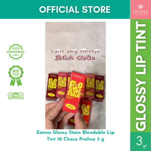 Emina Glossy Stain Blendable Lip Tint 3 g Melty Gel Lip Tint Glossy Finish Tahan Lama Melembabkan