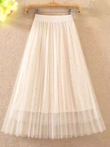 กระโปรงทรงเอเอวสูง 3 ชั้น ลายดาวประดับเลื่อม กางเกงชั้นในผู้หญิง ฤดูใบไม้ผลิ 2024 กระโปรงทรงเอเอวสูง