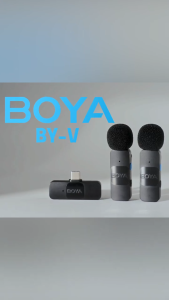 BOYA BY-V2 / V20 (V2.0) 2.4GHz Omnidirectional Wireless Microphone – Type-C / Lightning (100m Range / 9H Battery Life / One-Click Noise Cancellation)