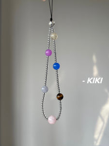 KIKI Crystal Beads Translucent Mobile Phone Chain Simple Style Small Sugar Beads Quality Hanging Rope Phone Pendant Cover