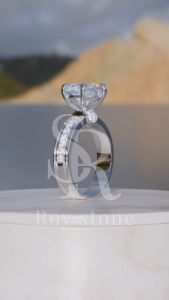 RoyStone - Cincin Wanita Moissanite Sertifikat GRA Original Lapis Emas - Dahlia Ring