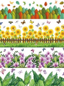 Tranh Dán Tường PVC Chống Thấm Nước Họa Tiết Lúa Mì Tự Dính Trang Trí Phòng Học Lớp Học Trang Trí Mùa Thu