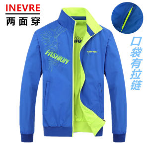 Spring and Autumn Men Reversible Coat Work Clothes Casual Sports Top Double-Sided Wear Loose Plus Size Jacket Unlined Coat