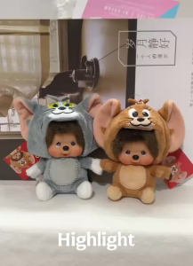 CHÍNH HÃNG NHẬT - FULL TEM TAG - Móc khóa Tom and Jerry x Monchhichi chính hãng Nhật - Monchhichi Keychain