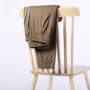 ROMON | Quần dài công sở dày mùa thu đông cotton nguyên chất Romon dành cho nam dáng rộng cạp chun quần dài thường ngày có túi