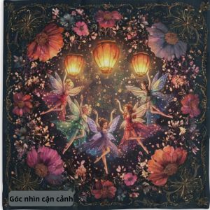 VIKAMA Dreamy Elf Lantern Forest Fairy Tale Style Khăn Trải Bàn Lễ Nghi Tarot Trang Trí Không Khí Không Khí Trang Trí Không Khí Chống Thấm Nước Polyester Chống Dầu