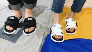 CADIAES รองเท้าแตะสําหรับผู้ชายและผู้หญิง รองเท้าแตะปรับขนาดได้ รองเท้าแตะเทรนด์ฤดูร้อนของญี่ปุ่น รองเท้าคู่ชายหาดกลางแจ้ง สีดําและสีขาว