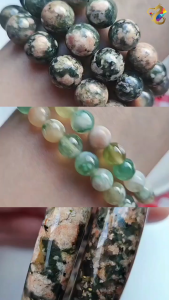 Collection Grade Rare Old Mine Green Pink Blossom Sakura Agate Bangle