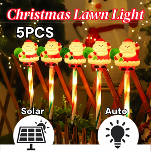 5PCS Santa Claus Christmas Lawn Light Garden Solar Plug Lights Xmas Decor Snowmen Outdoor Lawn Lights