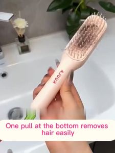 One-Pull Cleaning Hair Comb Scalp Massage Brush Anti-Static Retractable Hair Comb Women Curly Straight Thick Hair Telescopic Massage Comb