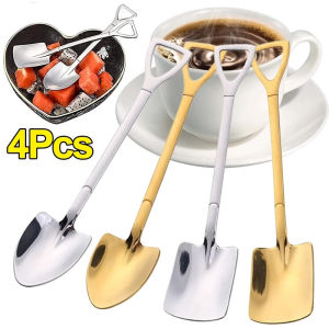 4/2/1Pcs Stainless Steel Shovel Spoons Coffee Tea Spoon Ice Cream Dessert Fruit Party Scoop Kitchen Tools Tableware Set