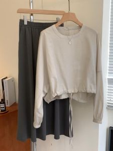 High-End Grey Loose Womens Sun Protection Shirt Drawstring Korean Style Commute Silk Top Versatile Cool Sensation