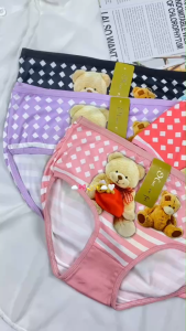 กางเกงในผู้หญิง แพ็ค 3 ตัว ผ้านุ่ม ใส่สบาย ระบายอากาศ ไม่อับชื้น เอวสูง UNDER SLIM (ลายหมีน่ารัก)