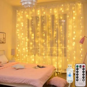 3x1/2/3m Curtain Garland on The Window USB Power Fairy Lights Festoon with Remote New Year Garland Led Lights Christmas Decor