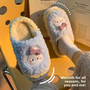 Winter Cotton Slippers Womens New 2025 Indoor Home Postpartum Autumn Winter Anti-slip Couple Warm Fleece Lined Cotton Shoes