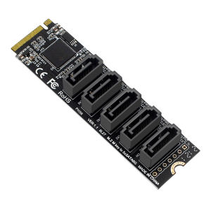 M.2 M-Key PCI Express To SATA 3.0 SSD Adapter Card Support for OS/Windows /Linux Hard Disk Adapter Card Support PM Function 6Gbps 5 Ports