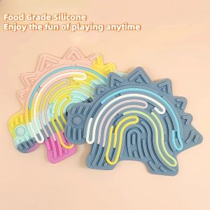 1PCS Sensory Activity Board Relaxing Anxiety ADHD Autism Stress Relief Silicone Rod Dinosaur Style Decompression Kids Toys Gifts