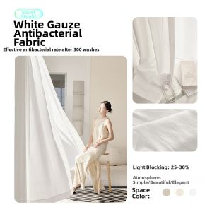 JINCHAN | Antibacterial Jacquard White Sheer Curtains
